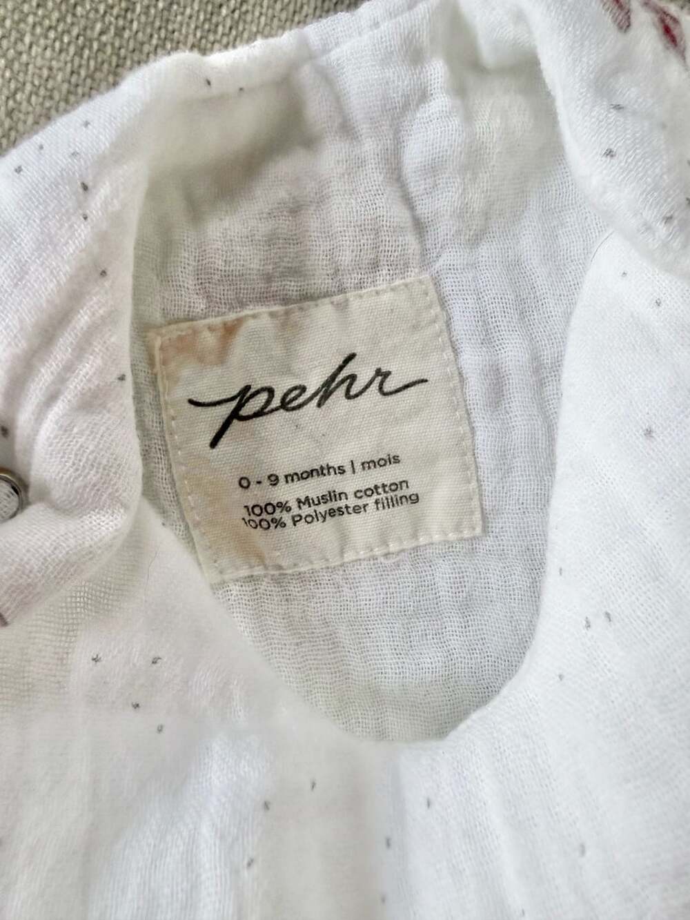 Pehr Muslin Cotton Sleep Bag 0-9 Months White - Picture 3 of 3